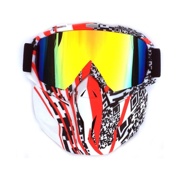 Face protection mask, made from hard plastic + ski goggles, multicolor lenses, model MCMFR01